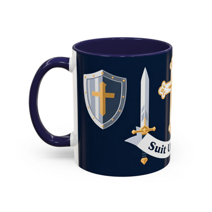 Christian Knight Coffee Mug — “Suit Up Daily” Accent Ceramic Mug