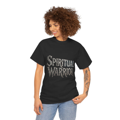 Spiritual Warrior T-Shirt — Gothic Lettering Faith & Strength Tee