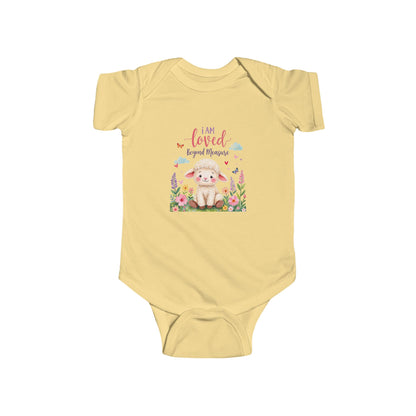 Infant Bodysuit — "I Am Loved" Bunny Floral Baby Onesie