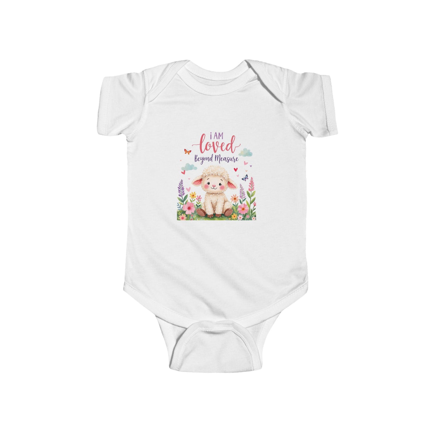 Infant Bodysuit — "I Am Loved" Bunny Floral Baby Onesie