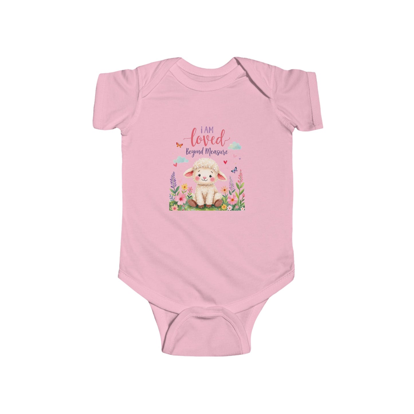 Infant Bodysuit — "I Am Loved" Bunny Floral Baby Onesie