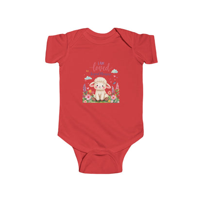 Infant Bodysuit — "I Am Loved" Bunny Floral Baby Onesie