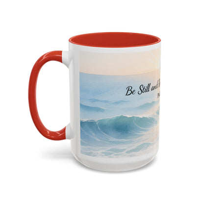Psalm 46:10 Ocean Coffee Mug – "Be Still and Know That I Am God" Inspirational Ceramic