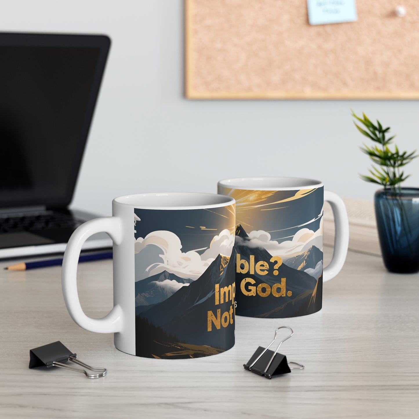 Matthew 19:26 Coffee Mug — "With God All Things Are Possible" Mountain Christian Mug