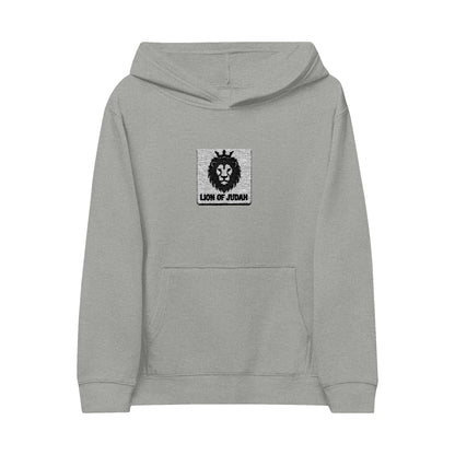 Kids Lion Embroidered Hoodie - 'Live & Roar' Fleece Pullover
