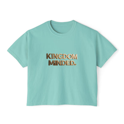 Kingdom Minded Boxy Tee — Women's Faith-Inspired Cropped T-Shirt