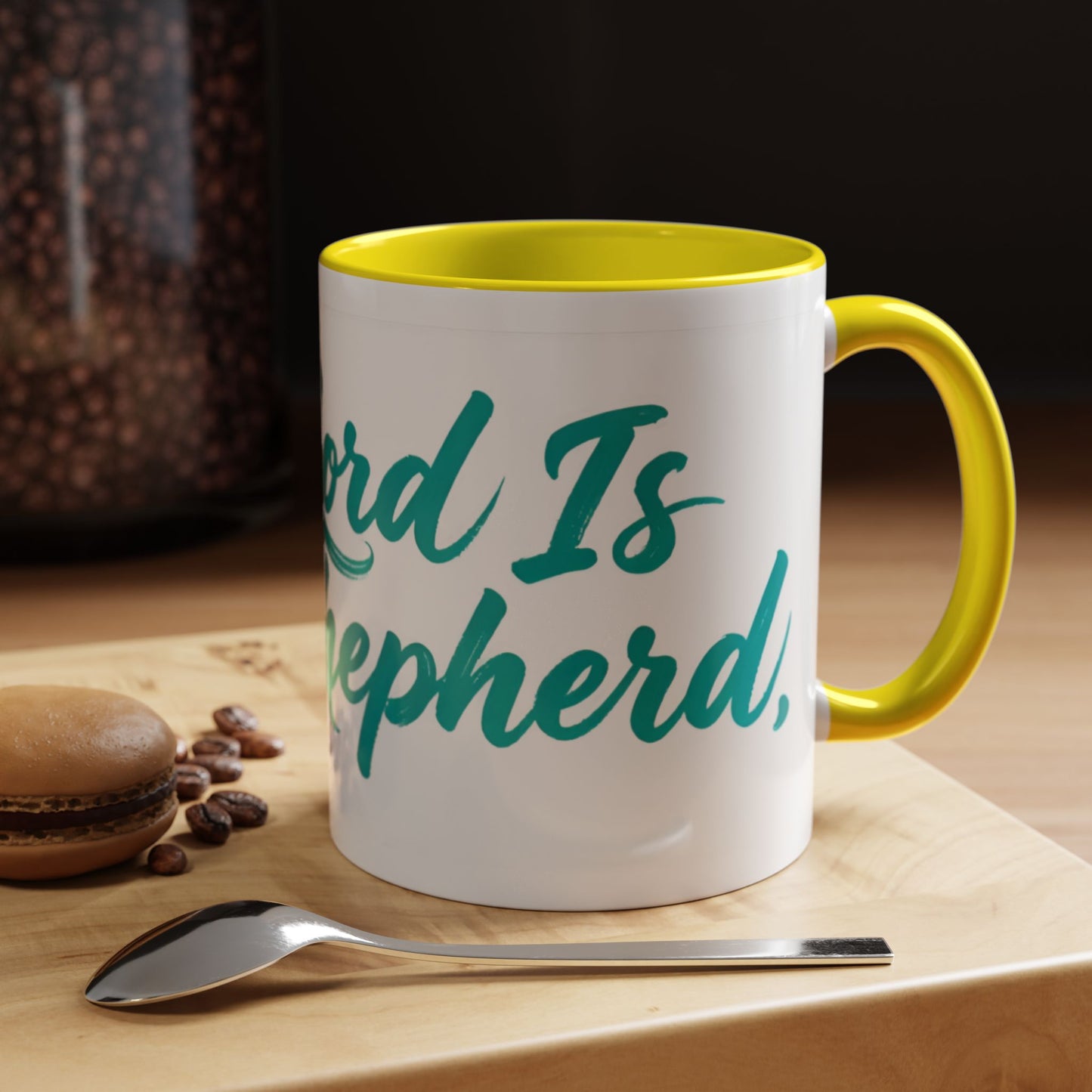 Scripture Accent Coffee Mug — Teal Hand-Lettered Encouragement (11/15 oz)