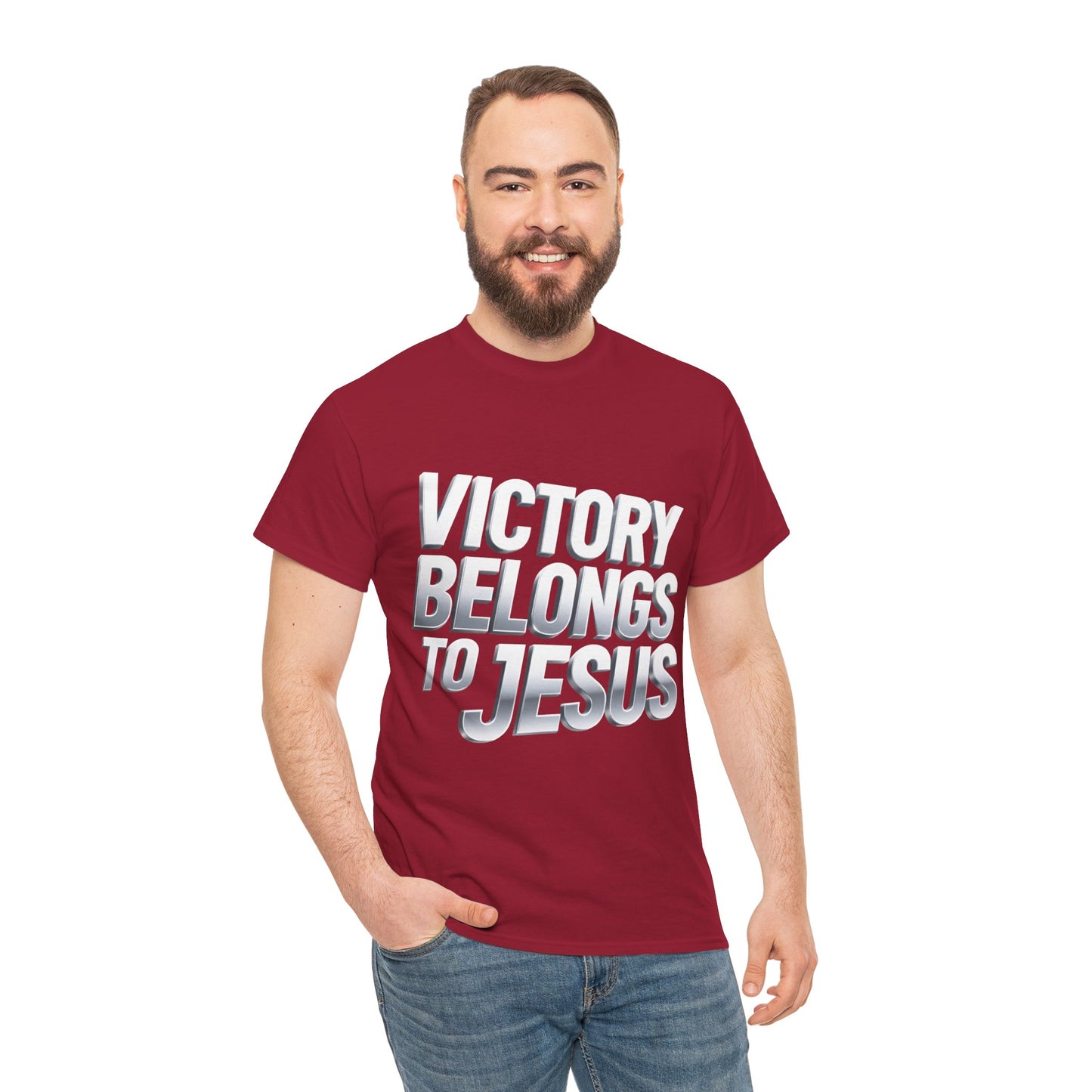 Victory Belongs to Jesus T-Shirt — Heavyweight Christian Faith Tee