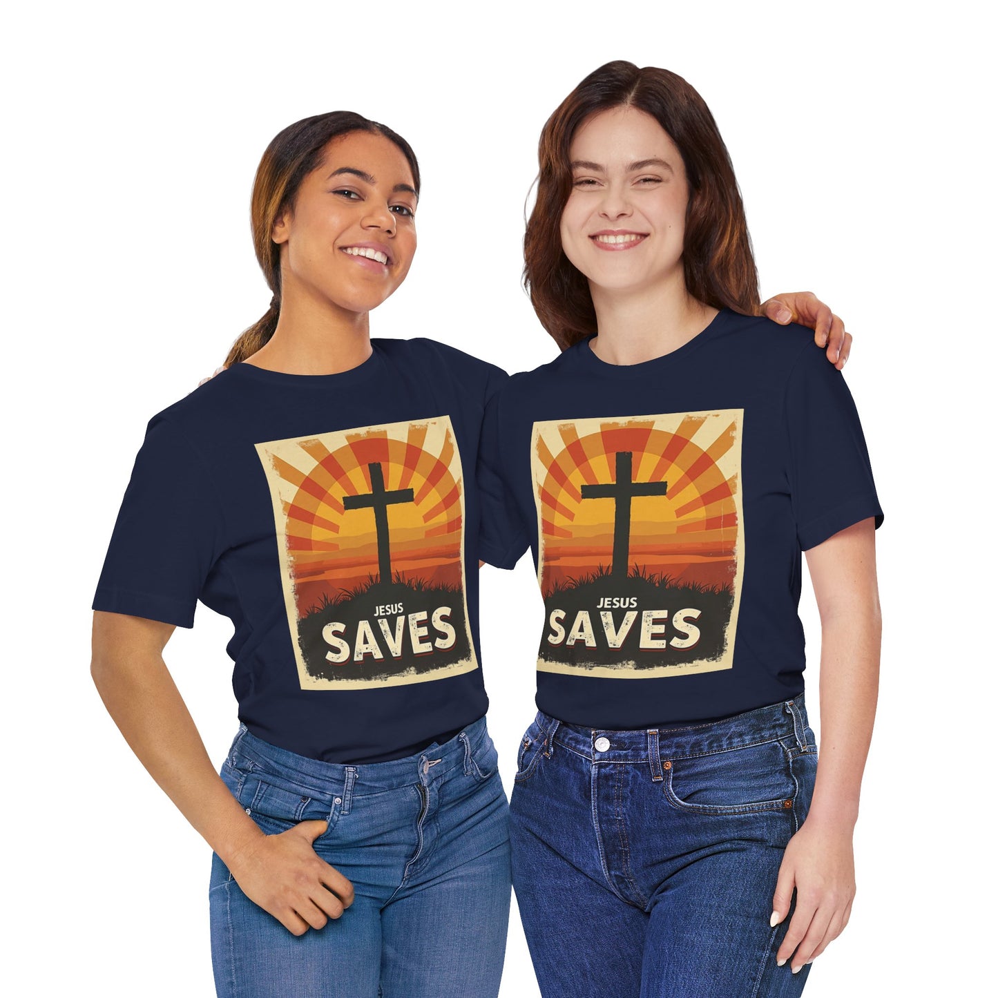 Jesus Saves Cross tee | Christian faith shirt, sunrise graphic | Perfect Gift for Mom and Dad | Friends and Family Shirt