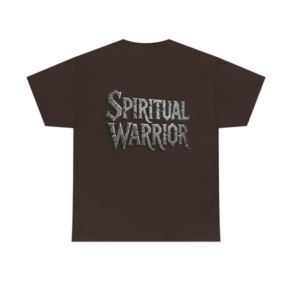 Spiritual Warrior T-Shirt — Gothic Lettering Faith & Strength Tee