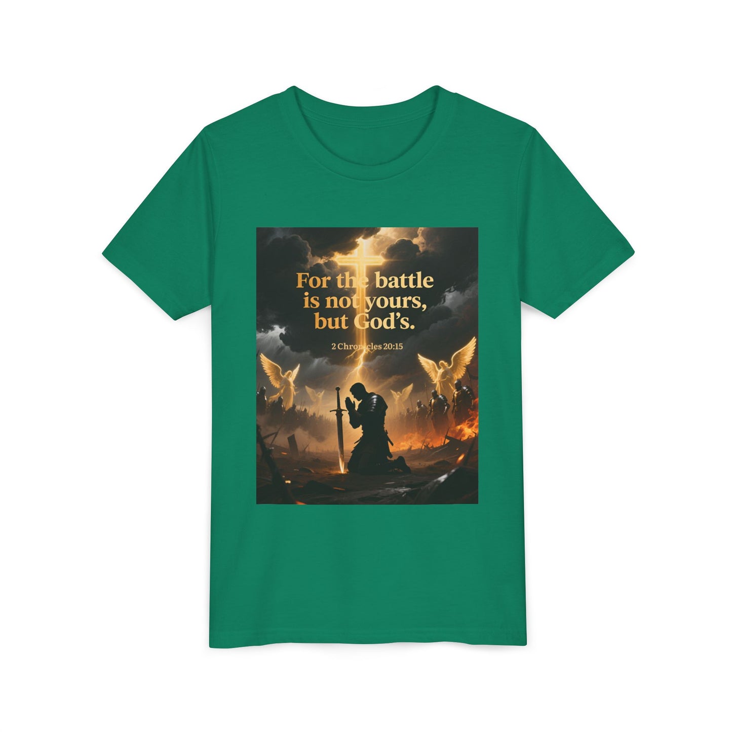 For the battle is not yours, but God's youth tee | Christian hands design | Meaningful Gift for Kids