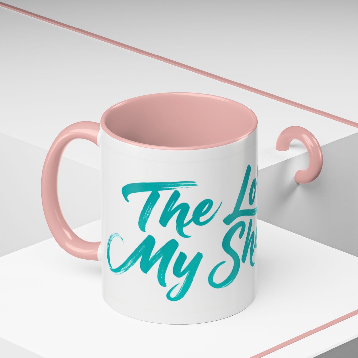 Scripture Accent Coffee Mug — Teal Hand-Lettered Encouragement (11/15 oz)