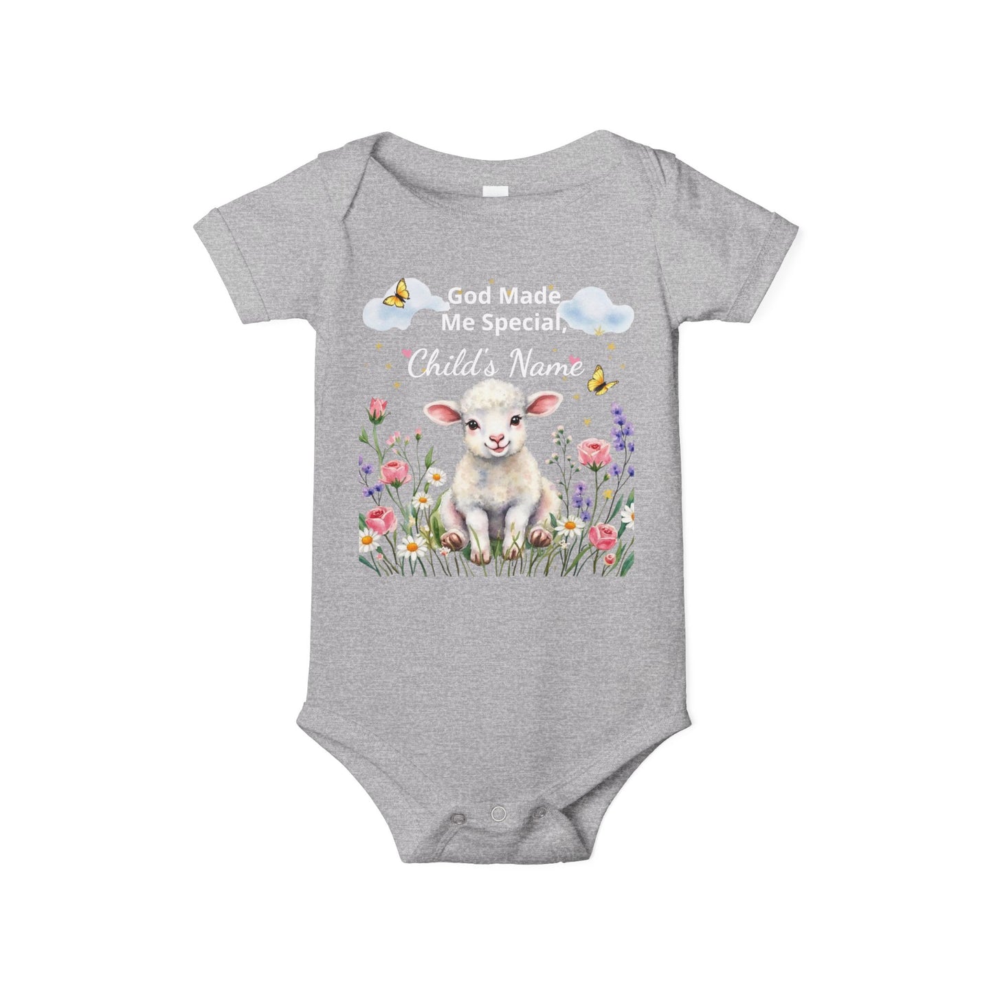 Infant Onesie - "God Made Me Special" Lamb Baby Bodysuit (What a Wonderful World)