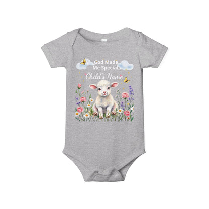 Infant Onesie - "God Made Me Special" Lamb Baby Bodysuit (What a Wonderful World)