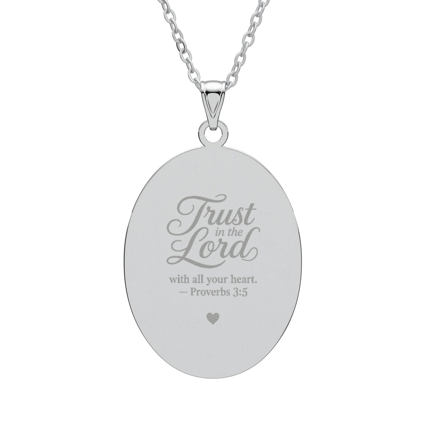 Oval Pendant Necklace - Inspirational 'Trust in the Lord' Engraving