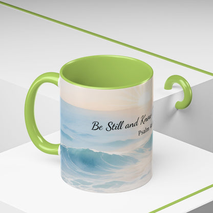 Psalm 46:10 Ocean Coffee Mug – "Be Still and Know That I Am God" Inspirational Ceramic