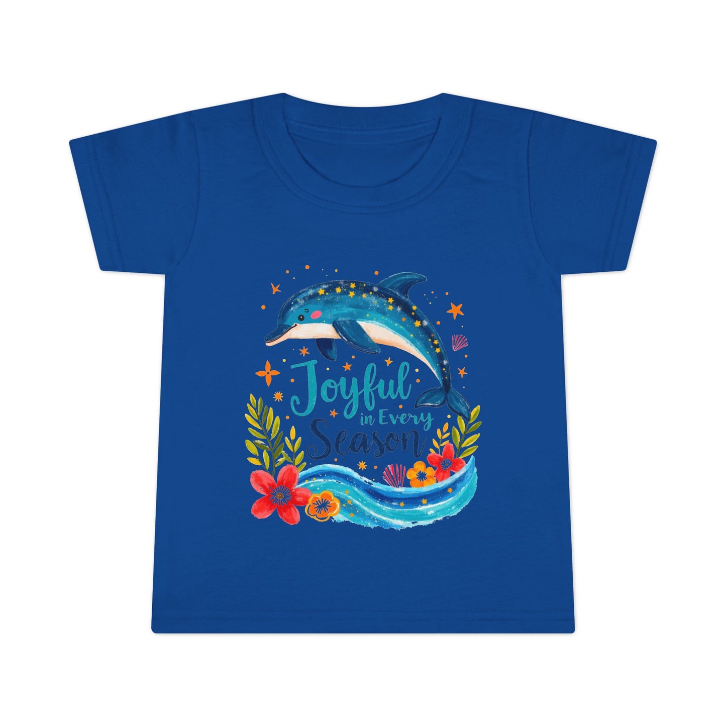 Joyful Sea Season Toddler T-Shirt — Dolphin Floral Kids Tee | Meaningful Gift