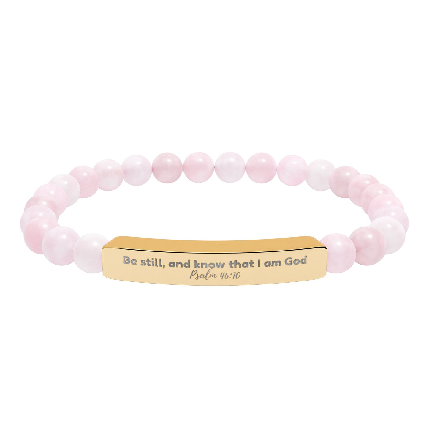 Engraved Natural Stone Stretch Bar Bracelet —  Inspirational Beaded Bracelet