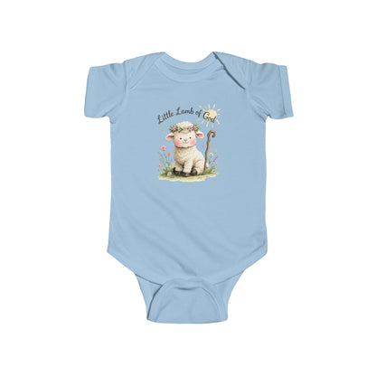 Baby Bodysuit — "Little Lamb of God" Floral Christian Infant Onesie
