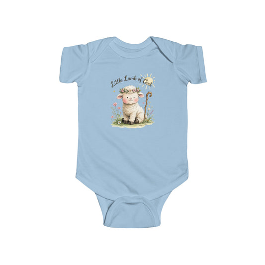 Baby Bodysuit — "Little Lamb of God" Floral Christian Infant Onesie