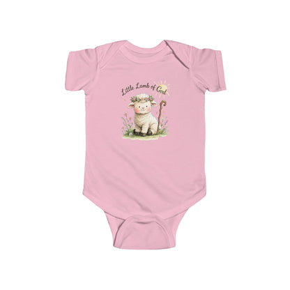 Baby Bodysuit — "Little Lamb of God" Floral Christian Infant Onesie