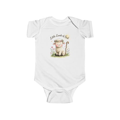 Baby Bodysuit — "Little Lamb of God" Floral Christian Infant Onesie