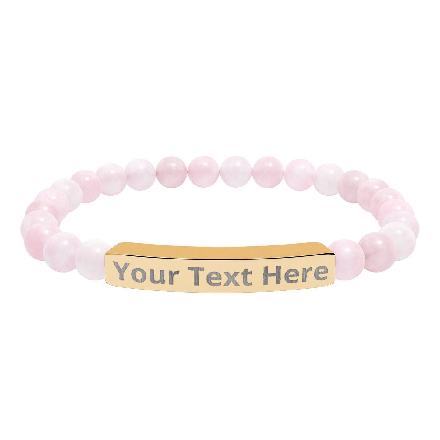 Engravable Natural Stone Stretch Bracelet — Personalized Bar Bead Bracelet