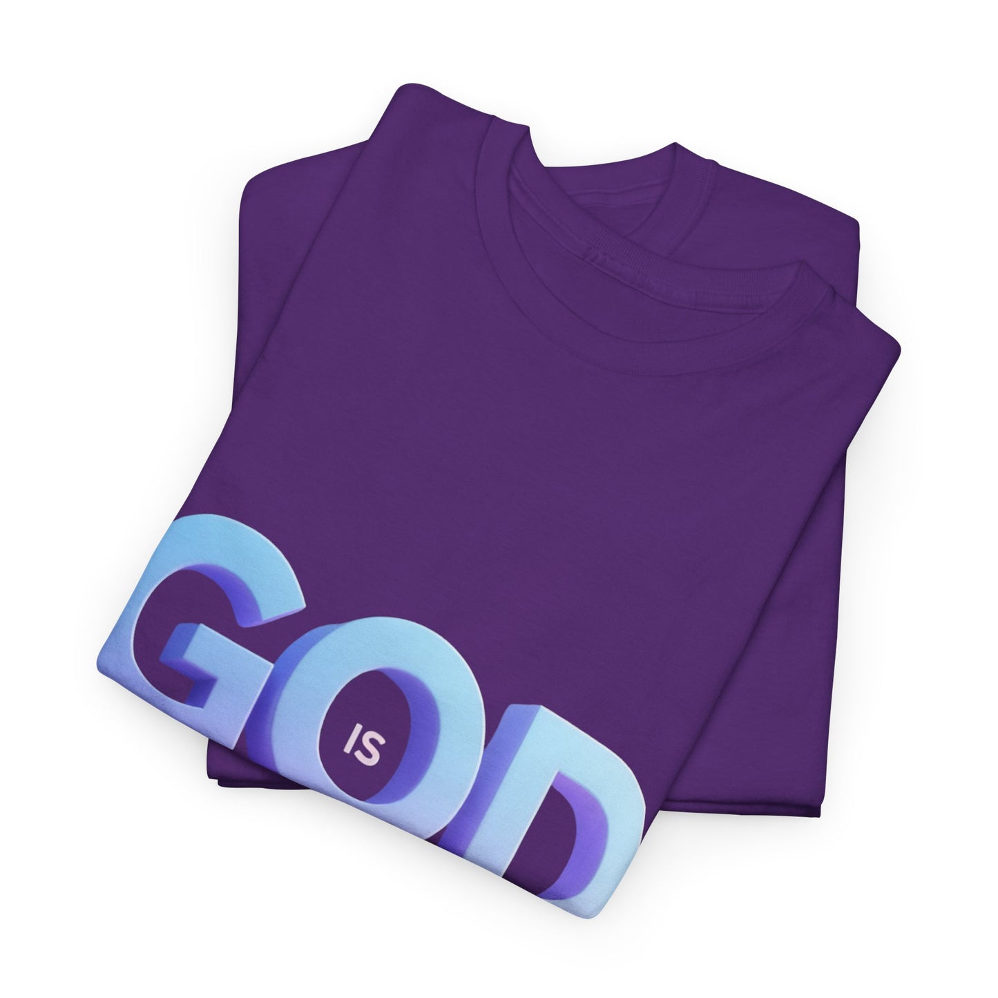 God Greater Gradient Tee — Soft Blue & Lilac Faith Shirt