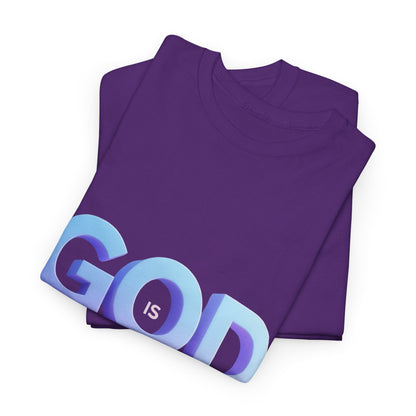 God Greater Gradient Tee — Soft Blue & Lilac Faith Shirt