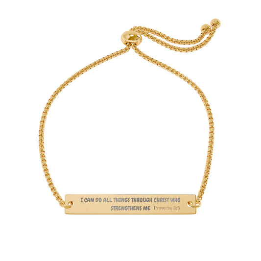 Engravable Adjustable Bar Bracelet — Personalized Nameplate Bracelet (Gold/Rose Gold)