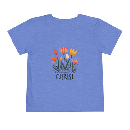 Cute Tulip Floral Christ Tee for Toddlers | Daily Faith Inspiration | Ideal Gift for Kids