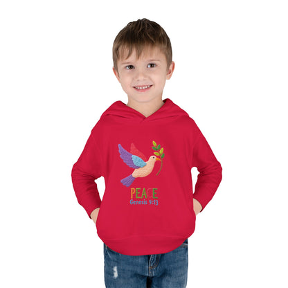 Toddler Hoodie — Colorful Peace Dove with Olive Branch & “PEACE Genesis 9:13”