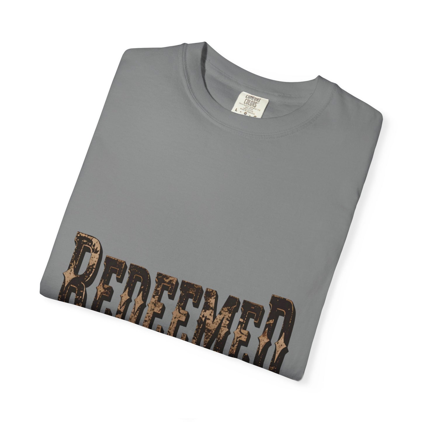 Garment-Dyed Statement Tee — Bold Single-Word Typographic Front