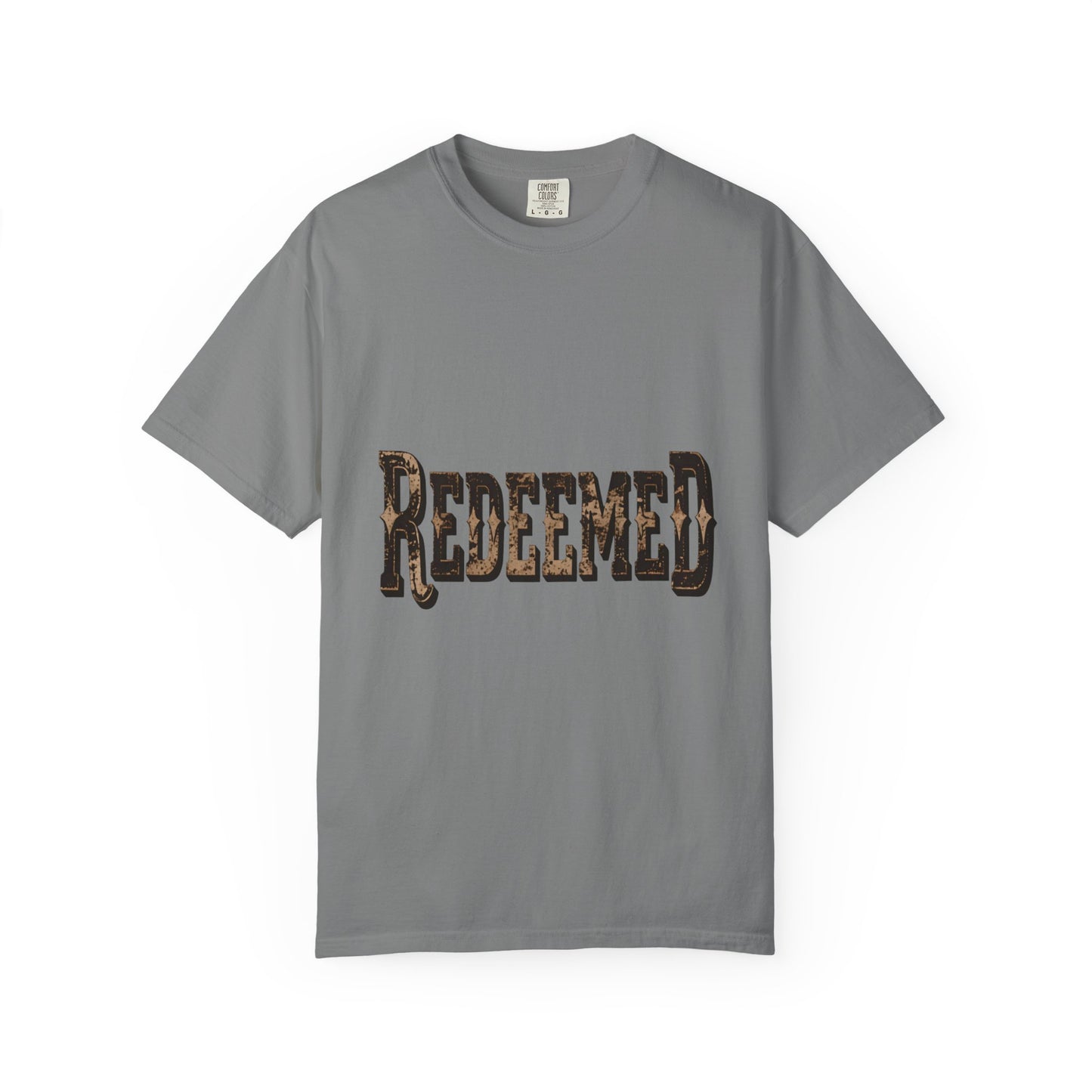 Garment-Dyed Statement Tee — Bold Single-Word Typographic Front