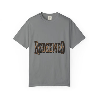 Garment-Dyed Statement Tee — Bold Single-Word Typographic Front