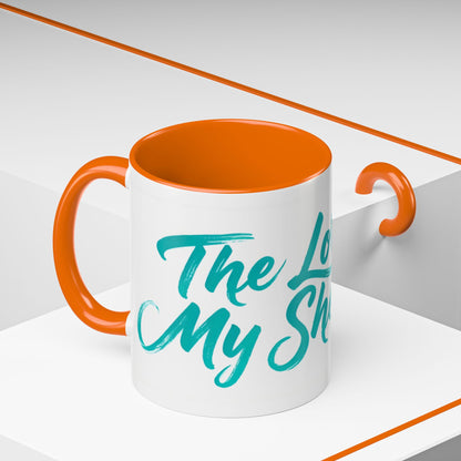 Scripture Accent Coffee Mug — Teal Hand-Lettered Encouragement (11/15 oz)