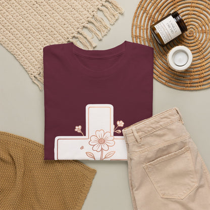 Floral Cross Tee — Delicate Bloom Christian T-Shirt