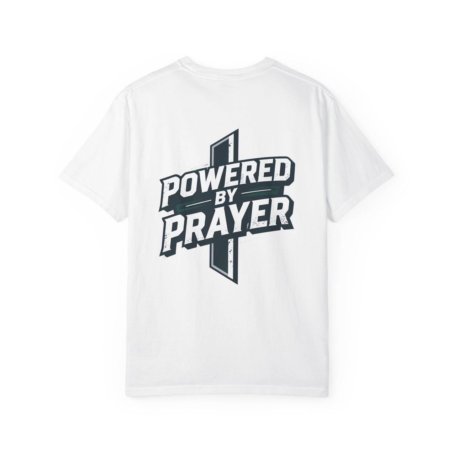 Powered by Prayer T‑Shirt — Faith Graphic Tee with Cross