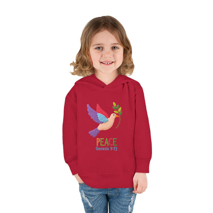 Toddler Hoodie — Colorful Peace Dove with Olive Branch & “PEACE Genesis 9:13”