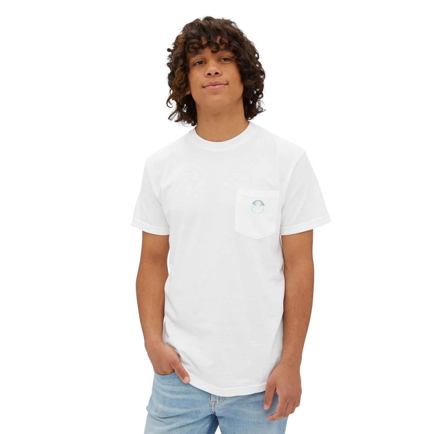 Pocket T-Shirt — Mountain Cross Back Graphic