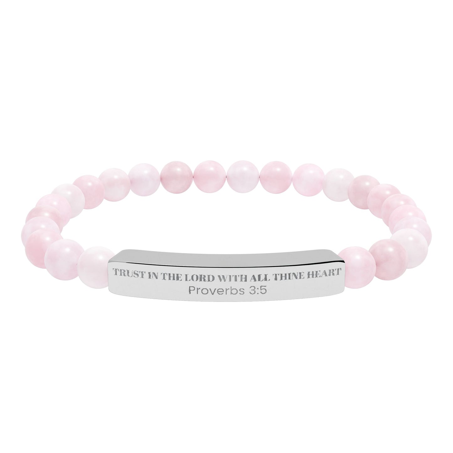 Engravable Natural Stone Bar Bracelet — Stretch Beaded Bracelet |