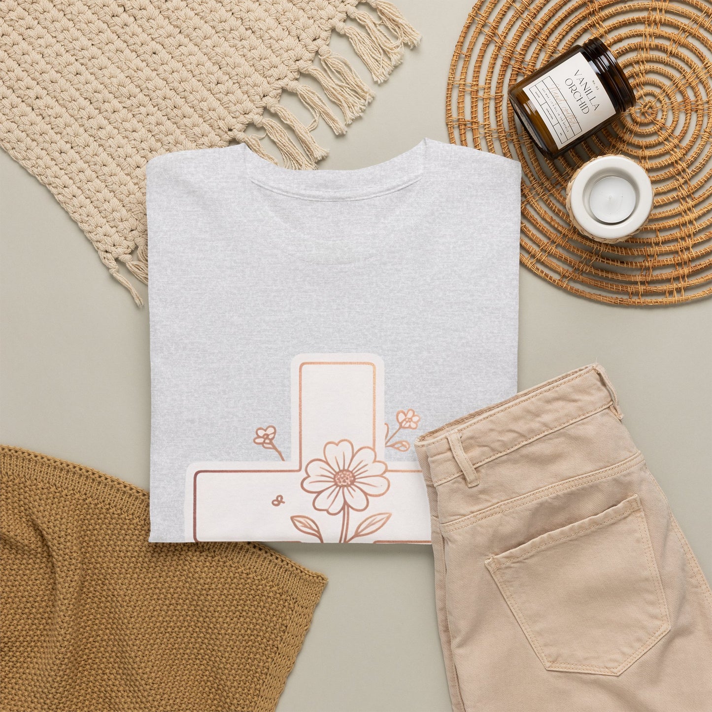 Floral Cross Tee — Delicate Bloom Christian T-Shirt