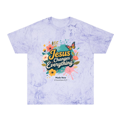 Jesus Changes Everything T-Shirt — Floral Butterfly Christian Tee