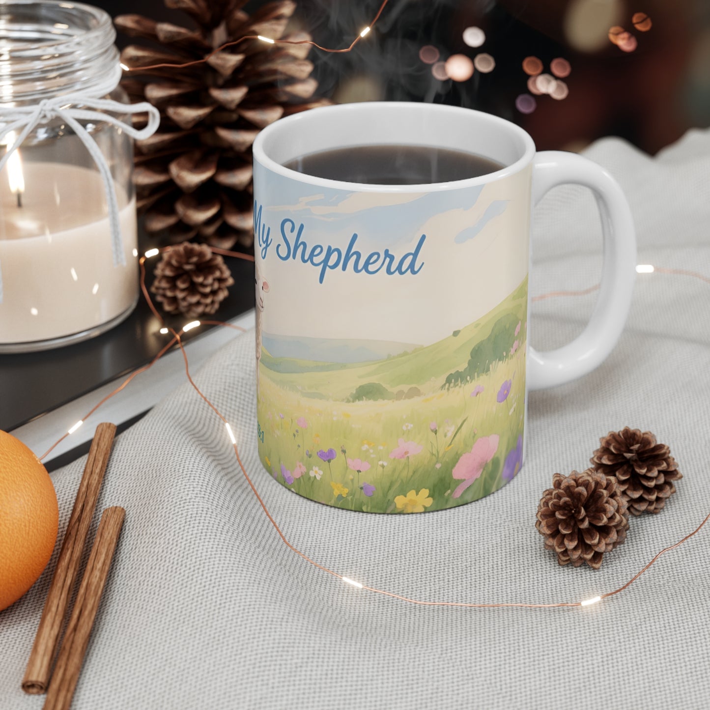 Psalm 23 Lamb 11oz Mug — Meadow Morning Faith Coffee Cup
