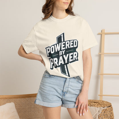 Powered by Prayer T‑Shirt — Faith Graphic Tee with Cross