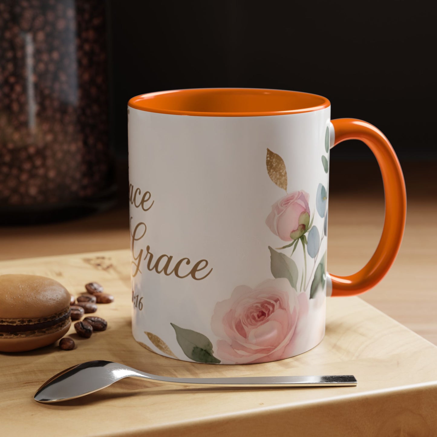 Grace Upon Grace Coffee Mug — Floral John 1:16 Scripture Accent Mug