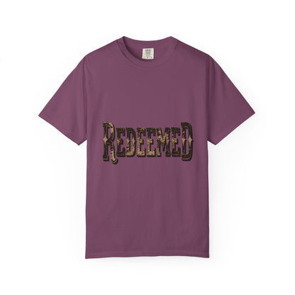 Garment-Dyed Statement Tee — Bold Single-Word Typographic Front