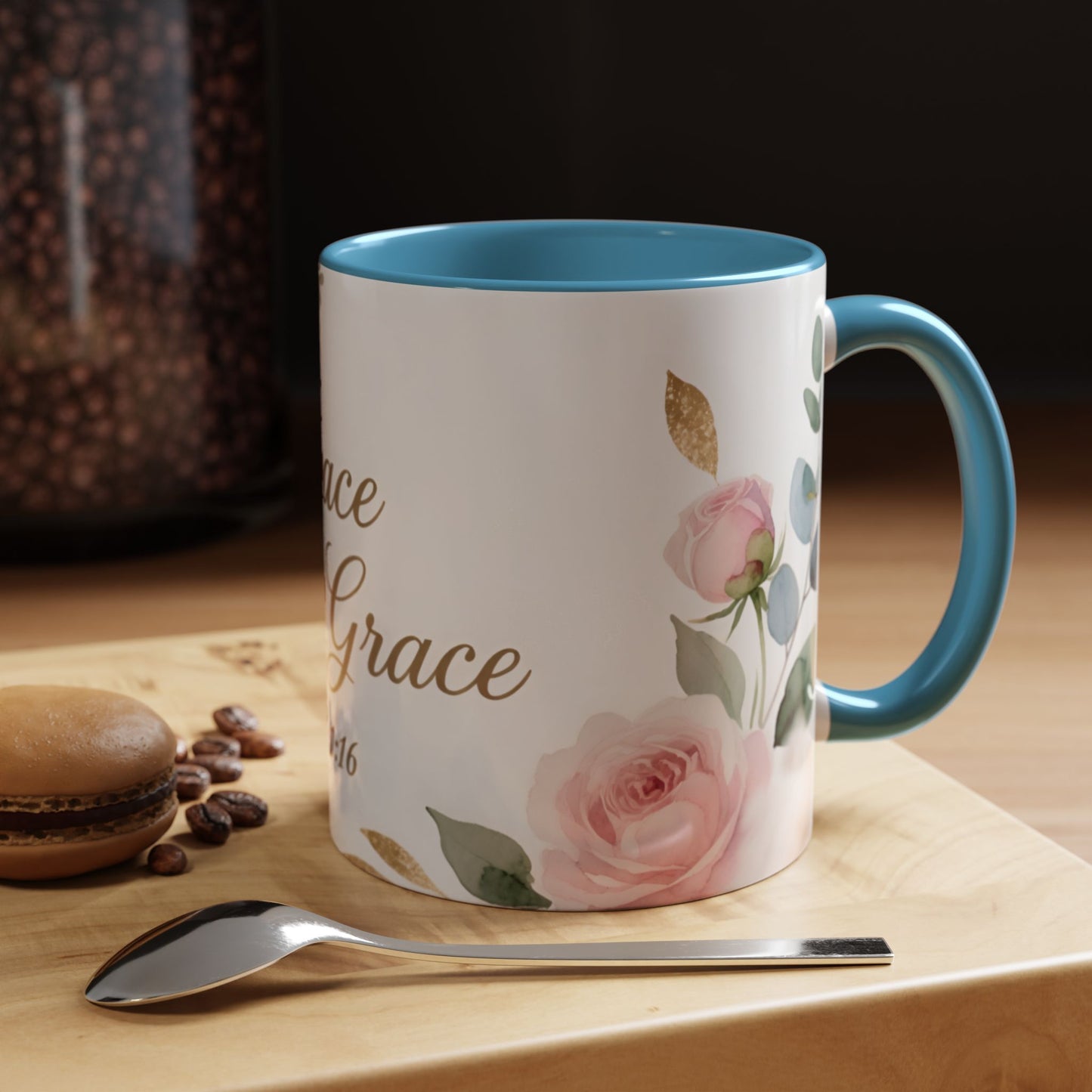 Grace Upon Grace Coffee Mug — Floral John 1:16 Scripture Accent Mug