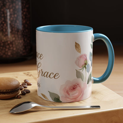 Grace Upon Grace Coffee Mug — Floral John 1:16 Scripture Accent Mug