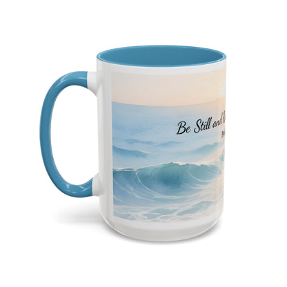 Psalm 46:10 Ocean Coffee Mug – "Be Still and Know That I Am God" Inspirational Ceramic